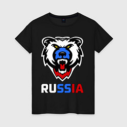 Футболка хлопковая женская Русский медведь, цвет: черный