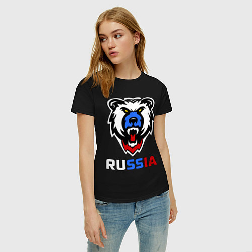Женская футболка Русский медведь / Черный – фото 3