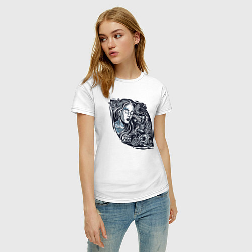 Женская футболка Девушка и черепа / Белый – фото 3