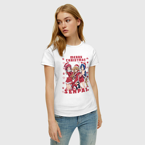 Женская футболка MERRY CHRISTMAS SENPAI / Белый – фото 3