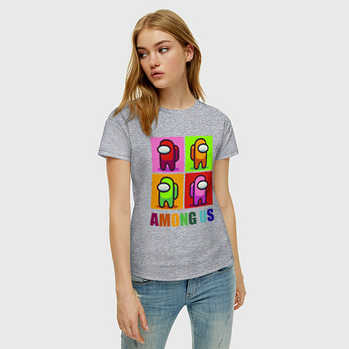 Женская футболка Among us rainbow / Меланж – фото 3