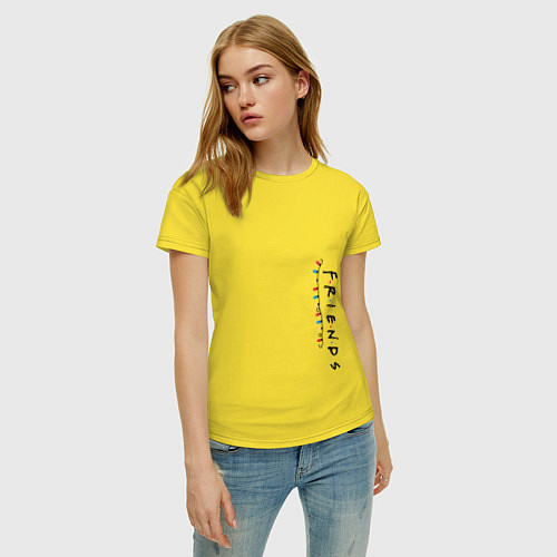 Женская футболка Друзья логотип новогодний / Желтый – фото 3