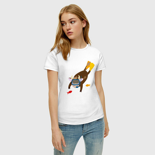 Женская футболка Плавающий бык / Белый – фото 3
