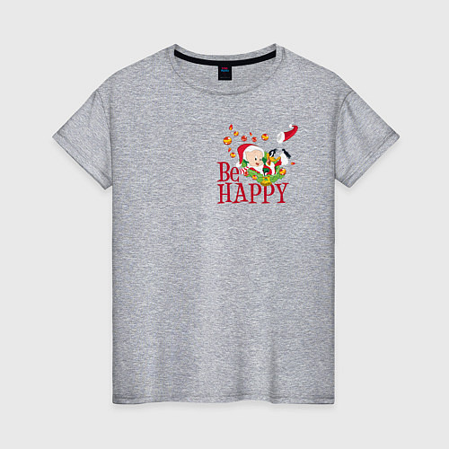 Женская футболка Be happy / Меланж – фото 1