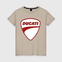 Футболка хлопковая женская Ducati Logo Дукати Лого Z, цвет: миндальный