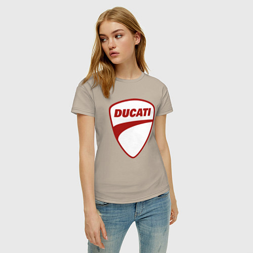 Женская футболка Ducati Logo Дукати Лого Z / Миндальный – фото 3