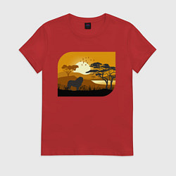 Футболка хлопковая женская Лев, цвет: красный