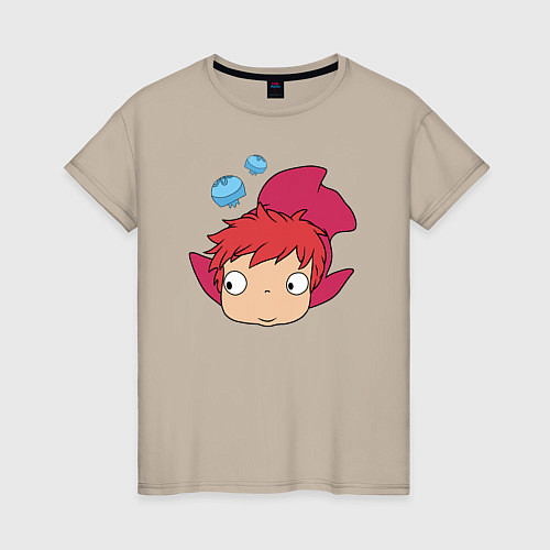 Женская футболка Рыбка Поньо на утесе / Миндальный – фото 1