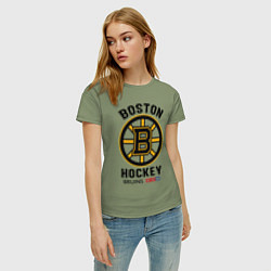 Футболка хлопковая женская BOSTON BRUINS NHL, цвет: авокадо — фото 2