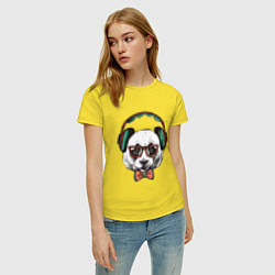 Футболка хлопковая женская Панда-хипстер, цвет: желтый — фото 2