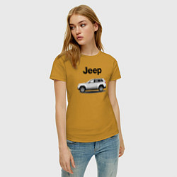 Футболка хлопковая женская Jeep, цвет: горчичный — фото 2