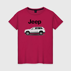 Футболка хлопковая женская Jeep, цвет: маджента