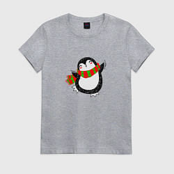 Футболка хлопковая женская ПИНГВИНЁНОК парная, цвет: меланж