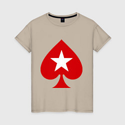 Футболка хлопковая женская Покер Пики Poker Stars, цвет: миндальный