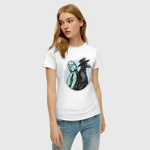 Женская футболка Врач и чумной доктор / Белый – фото 3