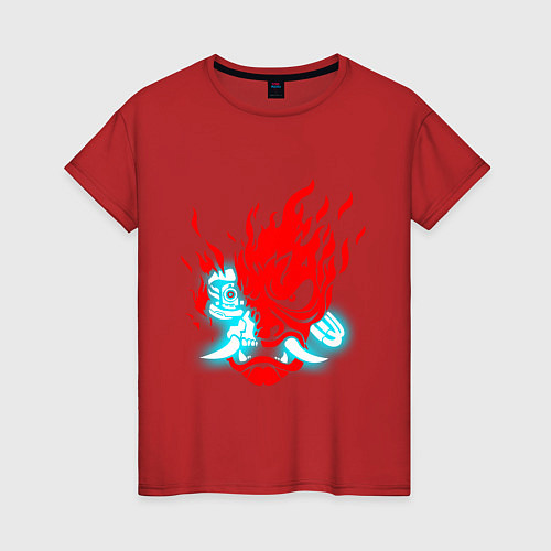 Женская футболка Cyberpunk neon samurai / Красный – фото 1