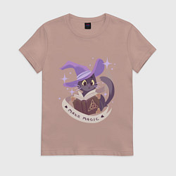 Футболка хлопковая женская Make Magic, цвет: пыльно-розовый