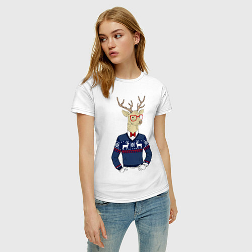 Женская футболка Hipster Deer / Белый – фото 3