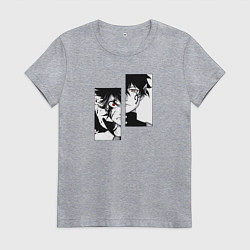 Футболка хлопковая женская Черный клевер, цвет: меланж