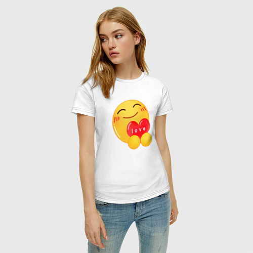 Женская футболка Смайлик с сердечком / Белый – фото 3