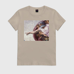 Футболка хлопковая женская Искусство, цвет: миндальный