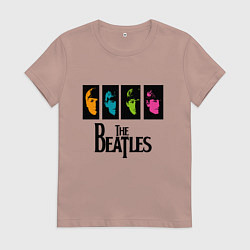 Футболка хлопковая женская Всемирный день The Beatles, цвет: пыльно-розовый