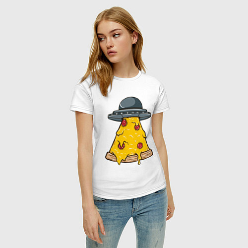 Женская футболка Пришельцы верят в пиццу / Белый – фото 3
