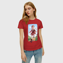 Футболка хлопковая женская Кли на прогулке, цвет: красный — фото 2