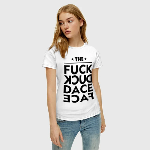 Женская футболка Fuck duck dace face / Белый – фото 3