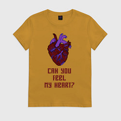 Футболка хлопковая женская Bring Me The Horizon 2D Сердце, цвет: горчичный