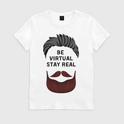 Футболка хлопковая женская Beard-4, цвет: белый