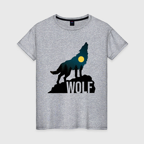 Женская футболка Волк / Меланж – фото 1