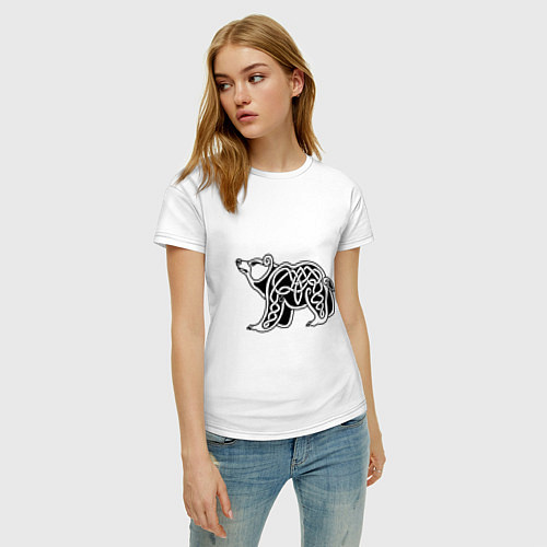 Женская футболка Скандинавский медведь чёрный / Белый – фото 3