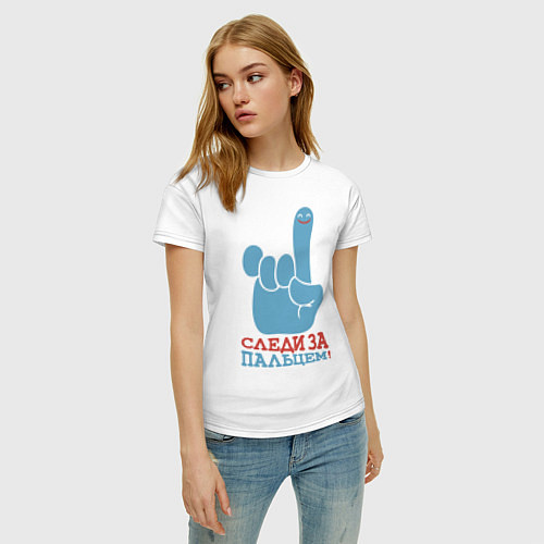 Женская футболка Следи за пальцем / Белый – фото 3