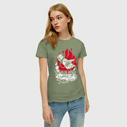 Футболка хлопковая женская Cyberpunk 2077 SAMURAI, цвет: авокадо — фото 2