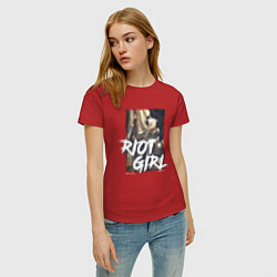 Футболка хлопковая женская Riot girl, цвет: красный — фото 2