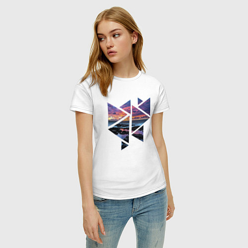 Женская футболка Закат на пляже / Белый – фото 3