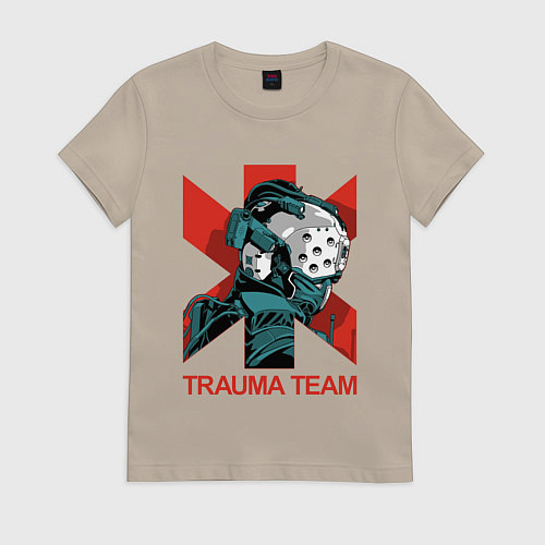 Женская футболка TRAUMA TEAM Cyberpunk 2077 / Миндальный – фото 1