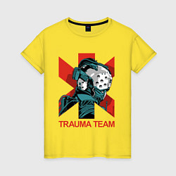Футболка хлопковая женская TRAUMA TEAM Cyberpunk 2077, цвет: желтый