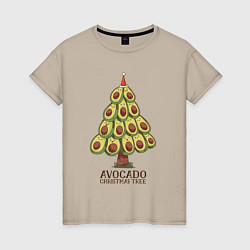 Футболка хлопковая женская Avocado Christmas Tree, цвет: миндальный