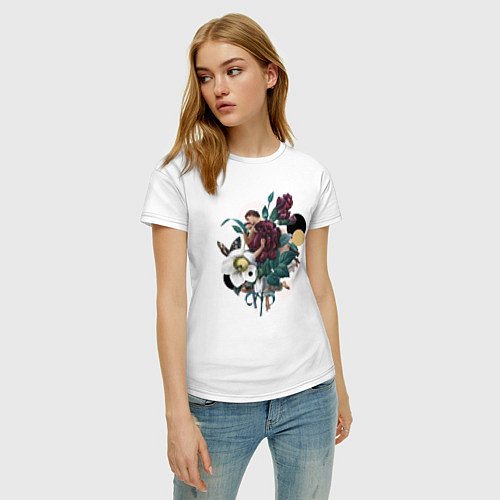 Женская футболка Paintings and flowers / Белый – фото 3