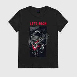Футболка хлопковая женская Lets Rock, цвет: черный