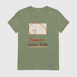 Футболка хлопковая женская Fibonacci Золотое сечение, цвет: авокадо