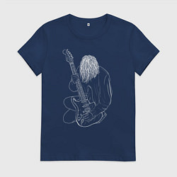Футболка хлопковая женская Курт Кобейн Арт 05, цвет: тёмно-синий