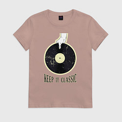Футболка хлопковая женская Винил Keep It Classic, цвет: пыльно-розовый