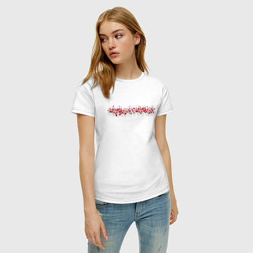 Женская футболка Красные цветы / Белый – фото 3