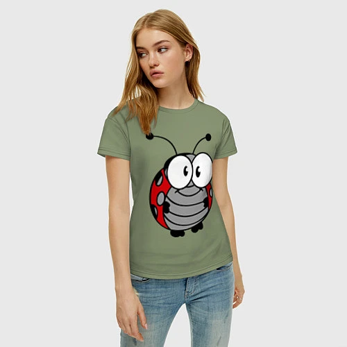 Женская футболка Удивленная божья коровка / Авокадо – фото 3