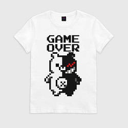 Футболка хлопковая женская MONOKUMA GAME OVER, цвет: белый