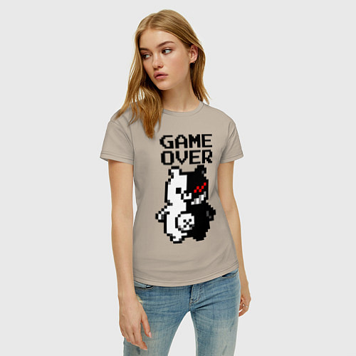 Женская футболка MONOKUMA GAME OVER / Миндальный – фото 3