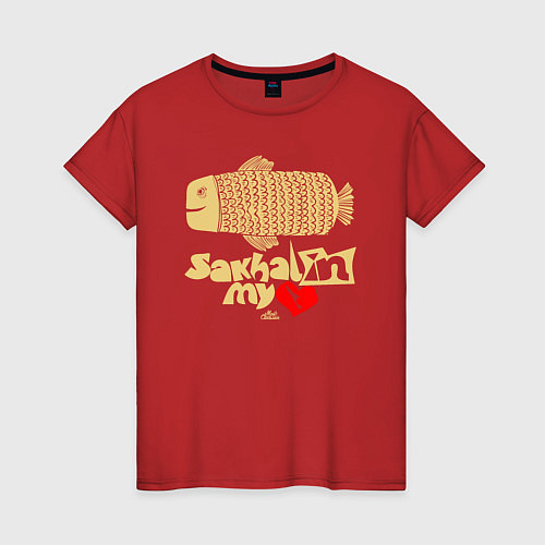 Женская футболка Сахалин в моем сердце / Красный – фото 1